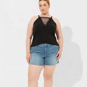 NWOT Torrid Vintage Cotton High Neck Slash Cami Tank Top Deep Black